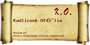 Kadlicsek Ofélia névjegykártya